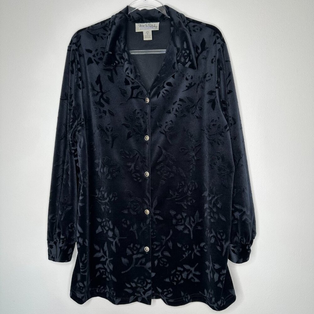 Diane Von Furstenberg Shirt Black‎ Velvet Size 1X